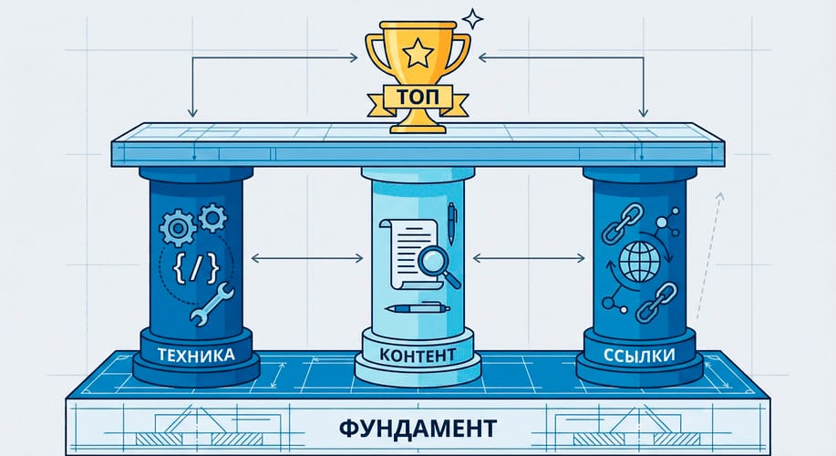 Три фундаментальных фактора SEO: техническая оптимизация, контент и ссылочная масса